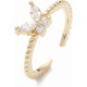thumbnail image 1 of Anillo abierto con circonita cúbica transparente y diseño de mariposa chapado en oro de 16 quilates para mujer, 1,3 mm de diámetro interior: 17 mm., 1 of 4