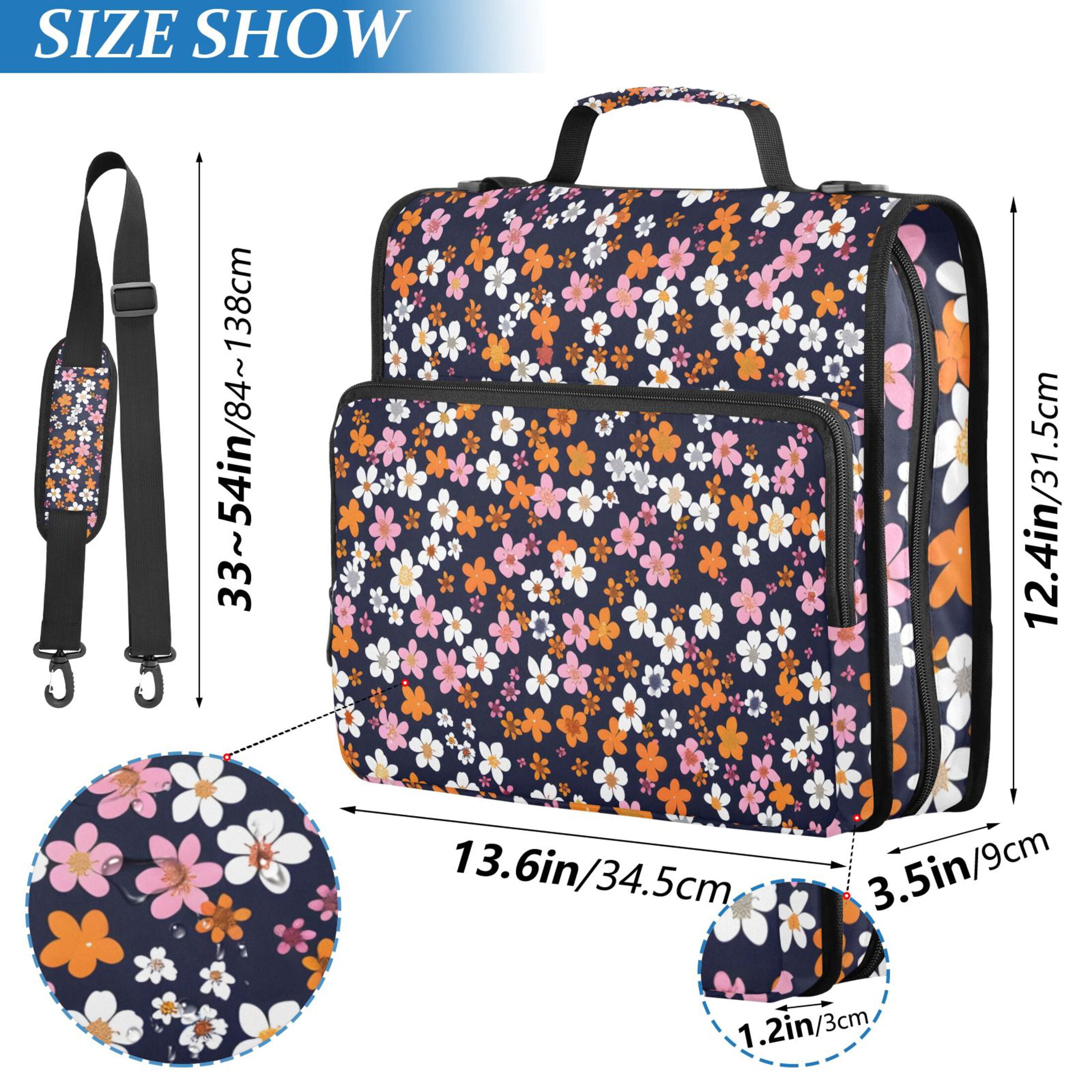 ALAZA Zipper Binder Small Flowers Floral 3 Ring Trapper Keeper File Folder Organizer Bag