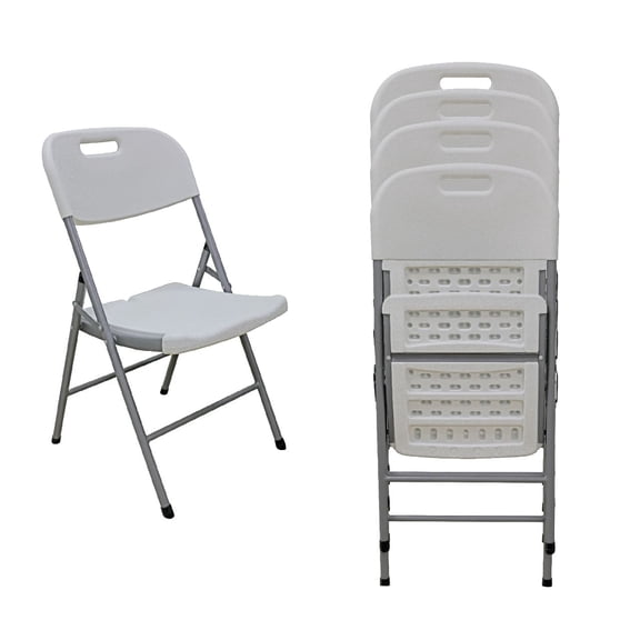 Sillas Plegables de Plástico Blancas 4pz Reforzadas STYRKA para Fiesta y Jardín