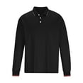 thumbnail image 5 of VgaVtl Polo Shirts for Men Under $5 Fall Long Sleeve Casual Shirts for Men Button up Loose Plain Black Lapel Shirts, 5 of 5