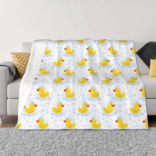 Balery Yellow Rubber Duck Manta de Franela con Dibujo, Lujo Ultra Suave y Cálido, Antipelusa y Resistente a las Arrugas para Cama, Sofá, Camping -50"x40"