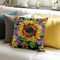thumbnail image 3 of Creowell Watercolor Sunflowers Pillow Covers ,Colorful Botanical Blossom Retro Oil Painting Reversible Throw Pillow Covers Cases,Vintage Country Style Square Cushion Covers Set for Bedroom, 3 of 5