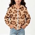 thumbnail image 5 of Lutiedan Leopard Zip up Hoodie for Girls Oversized Fleece Lined Warm Outerwear Lightweight Fall Winter Sweatshirt Size 4-12,Coffee, 5 of 6
