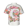 thumbnail image 3 of Letter C Flower Graphic Hawaiian Shirts For Men, Summer Short-Sleeve Relaxed-Fit Button-Down Shirts 3x-Large, 3 of 9