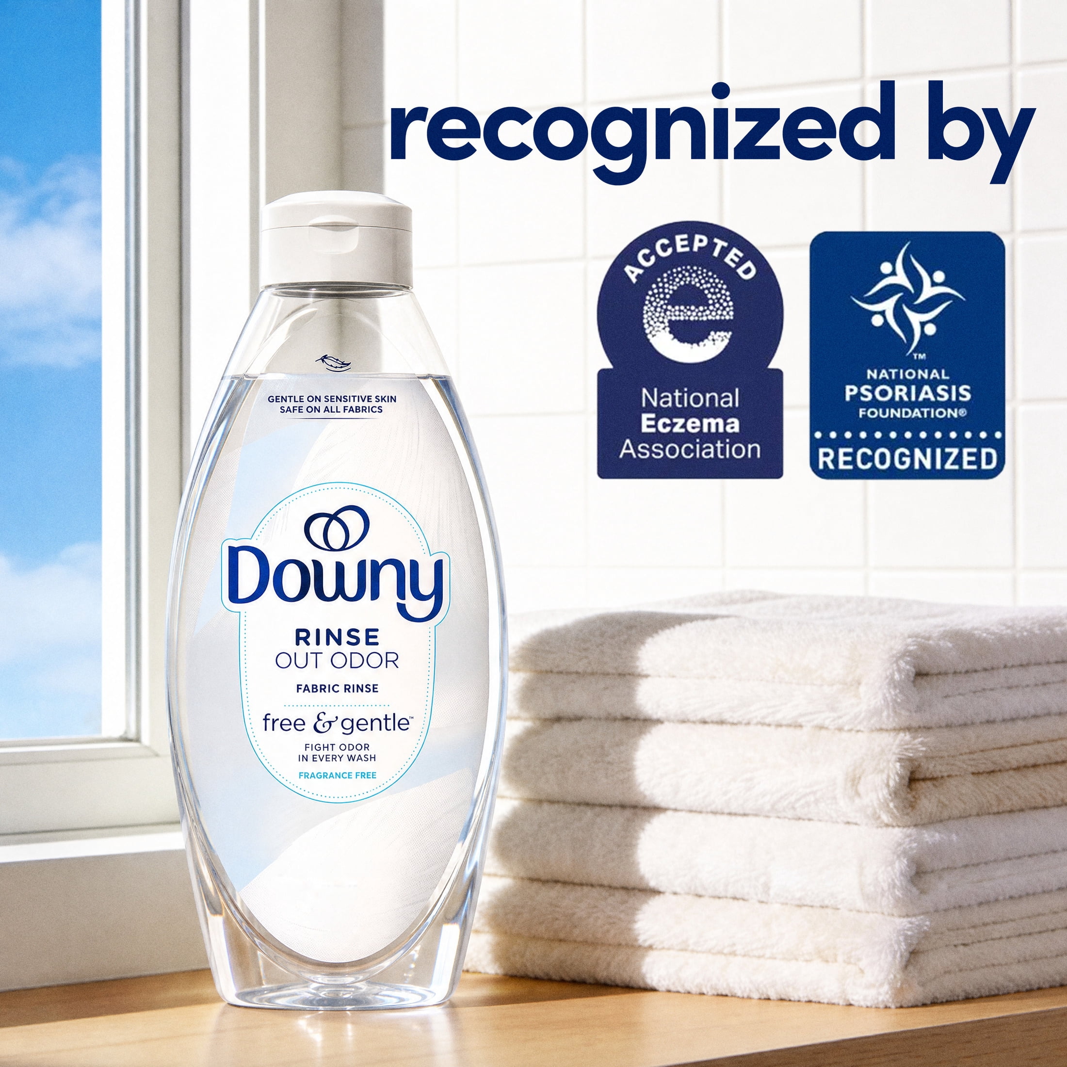 Downy Free & Gentle Rinse Laundry Odor Remover, Scent Free, 36.7 fl oz