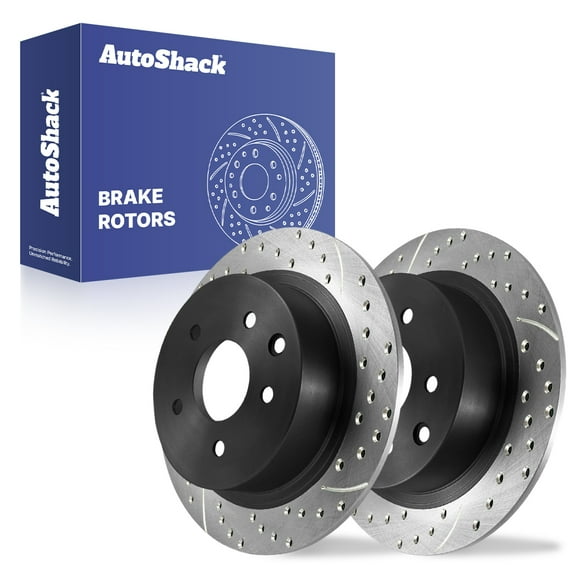 AutoShack Rear Drilled & Slotted Brake Rotors | Replacement for 2002-2024 Nissan Altima 2004-2008 Maxima 2007-2019 Sentra 2011-2017 Juke 1.8L 2.5L V6 AWD FWD | E-Coated | 2-PC Set | ShadowGuard
