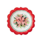 The Pioneer Woman Christmas Bow Disposable Dessert Plates, 8", 12 Count