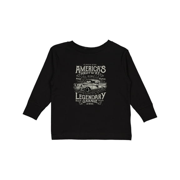 Inktastic America's Highway Classic Car Boys Long Sleeve Toddler T-Shirt