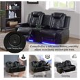 thumbnail image 4 of Power Recliner Sofa Set with LED, Breathing Leather Living Room Furniture, Reclining Leather Sofa with USB Ports/Cup Holders/Armrest Storage (3 Pieces Couch Set, Black), 4 of 5