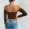 thumbnail image 4 of Timegard Off the Shoulder Tops for Women Long Sleeve Slim Fitting Crop Tops Comfy Going out Tops Trendy, 4 of 4