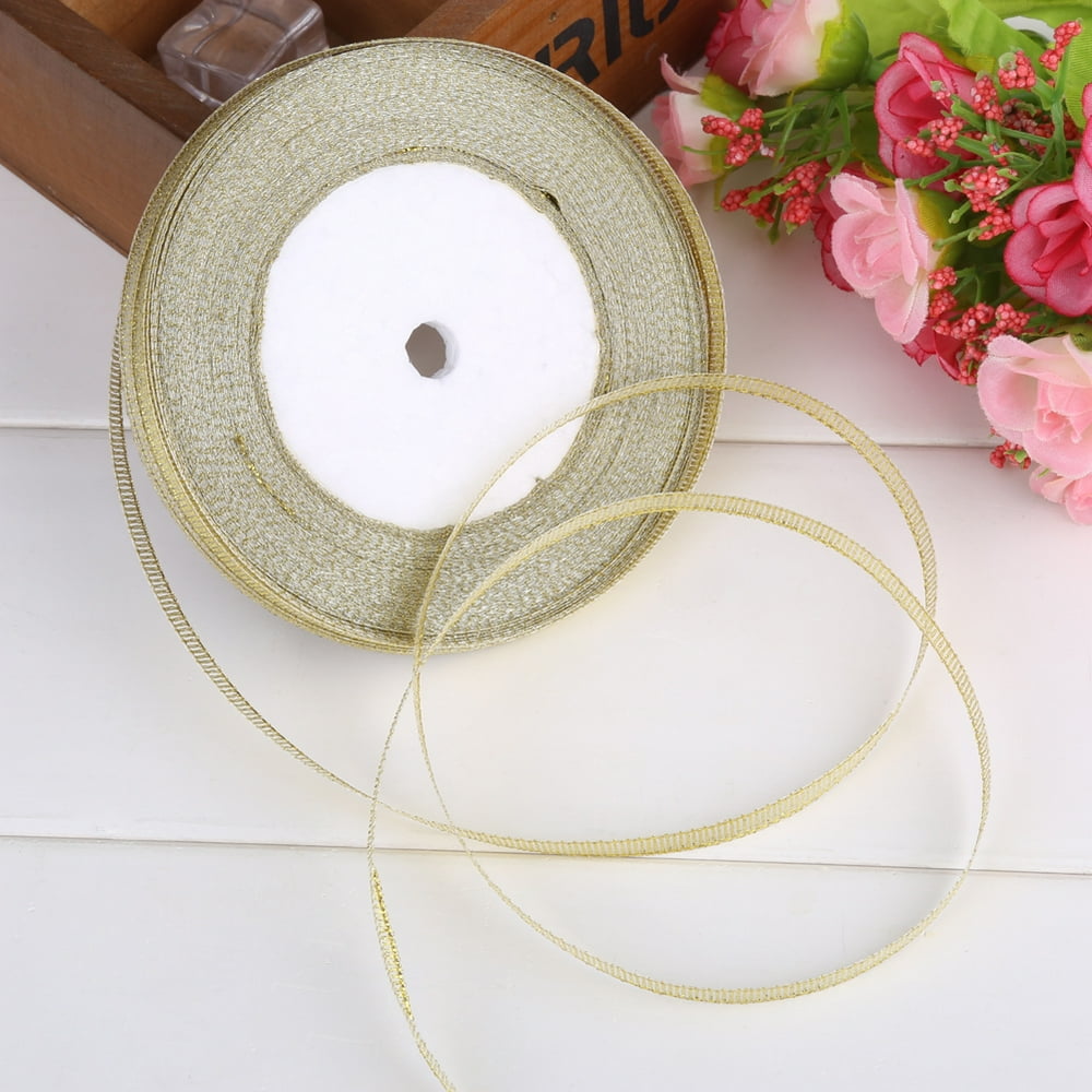 Tebru Gift Wrapping Tapes, 25 Yards / Roll 7mm Gold / Silver Satin