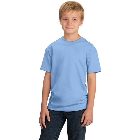 Port Company Youth 5.4-oz Cotton T-Shirt Light Blue XL.