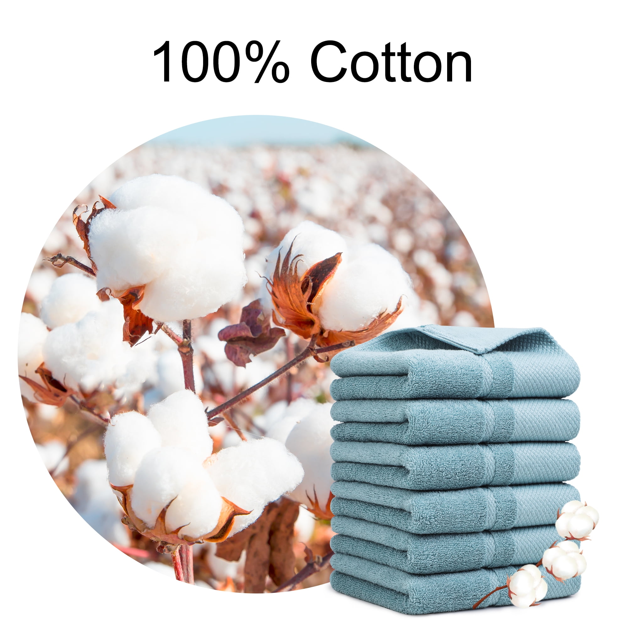 Unique Bargains 100% Cotton Absorbent Hand Towel Set 14"x30" Saxe Blue 4 Pcs