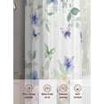 thumbnail image 6 of Leaf Butterfly Sheer Curtains 72 Inch Length 2 Panels Set, Watercolor Sage Green Purple Floral Voile Window Treatment Rod Pocket Curtains Sheers Drapes for Bedroom/Living Room/Kitchen 52"x72"x2, 6 of 7