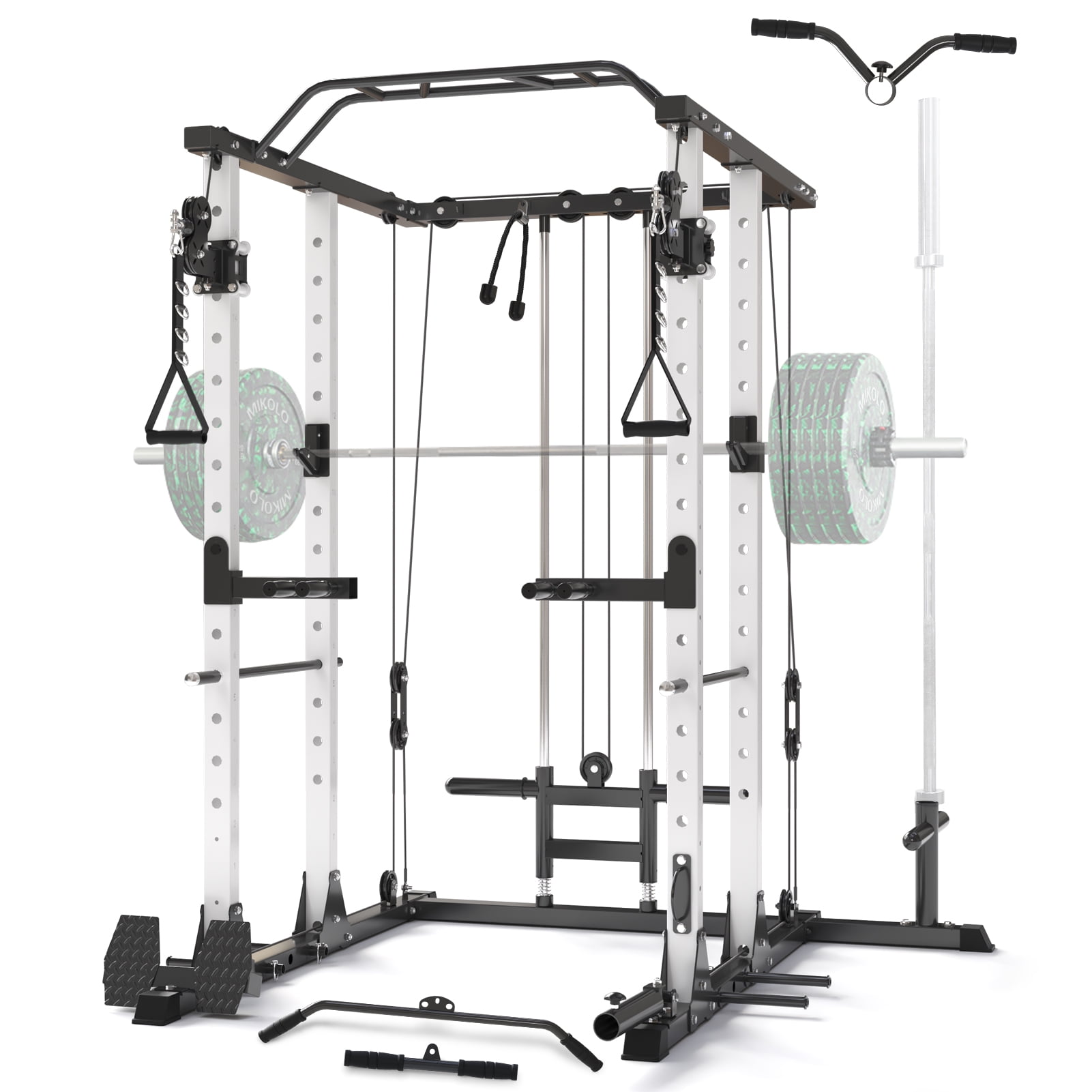 Mikolo Power Rack Cage, 1500 lbs Weight Rack with Cable Crossover Machine,MultiFunction Squat