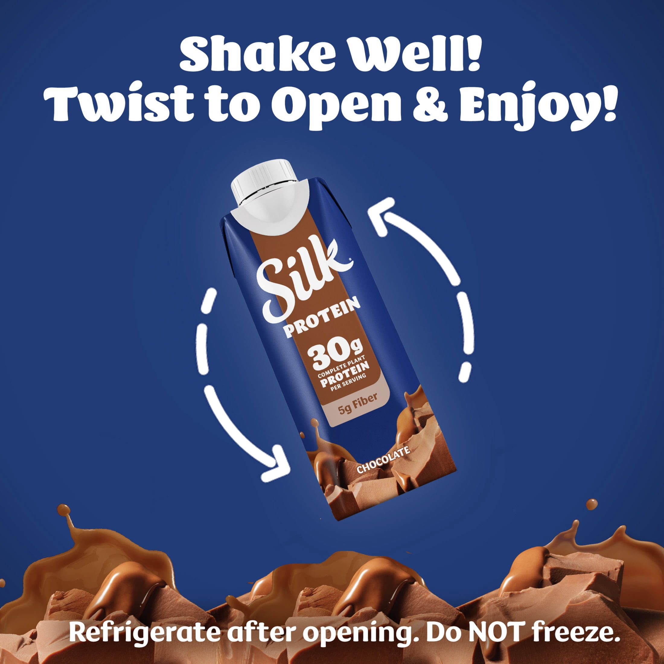 Silk 30g Chocolate Protein Shakes, Dairy Free, Lactose Free, Ready to Drink Complete Plant Protein Shakes, 11.15 fl oz Bottles, 4 Count