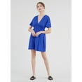 thumbnail image 5 of Made by Johnny Women's Airy Short Sleeve Kimono Style Deep V Neck Dress Top S-3XL Plus Size M ROYAL_BRITE, 5 of 6