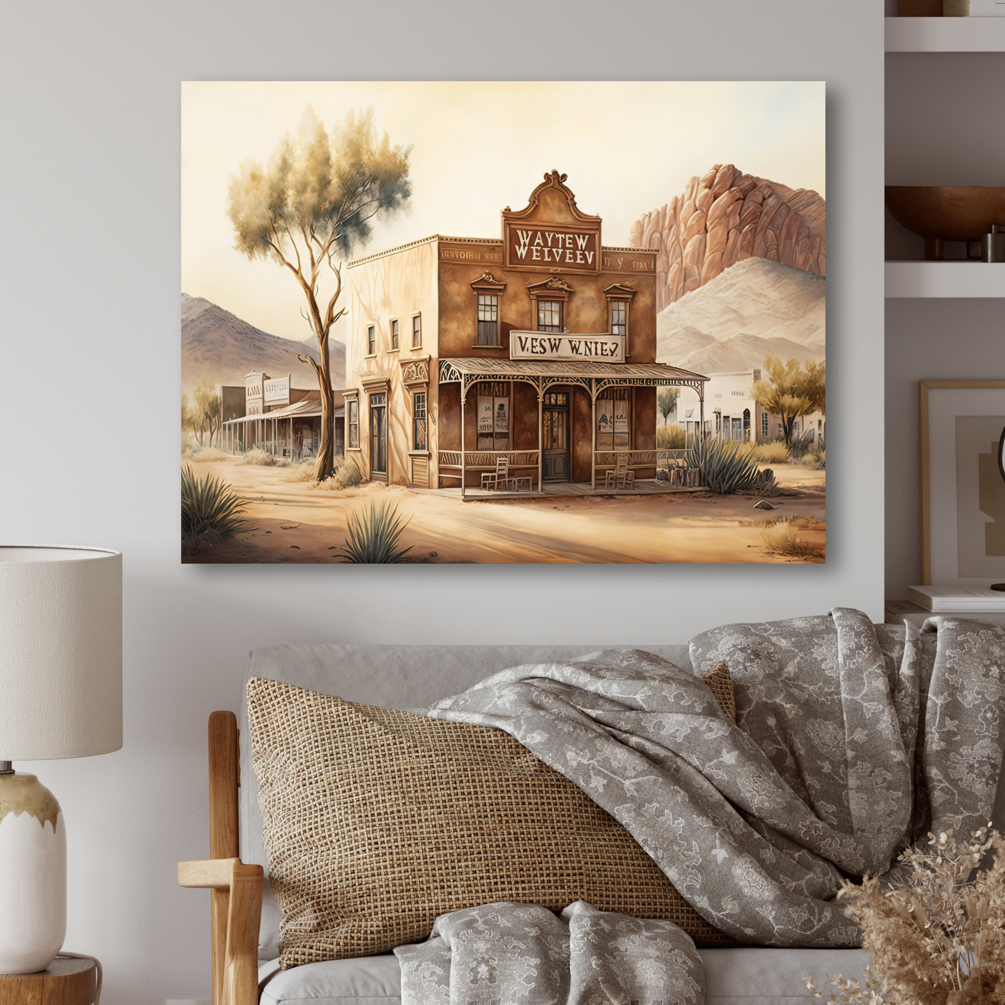 Designart Arizona Wild West Town IV Canvas Wall Art