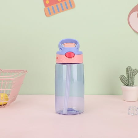 

School Student Water Cup Plastic Cute Porable Handle Straw Fashional Cartoon Bottle