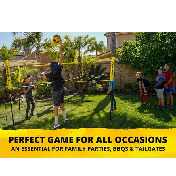 CROSSNET Four Square Volleyball Net & Game Set w/Carrying Backpack