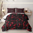 thumbnail image 2 of meiyoeat Red Checkered Grid Quilt Full For Boys,3D Modern Abstract Geometric Full Bedspread Sets For Kids,3 Pieces, 2 of 7