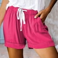 thumbnail image 2 of kamemir Women Comfy Drawstring Casual Elastic Waist Pocketed Shorts(Hot Pink,XL), 2 of 4