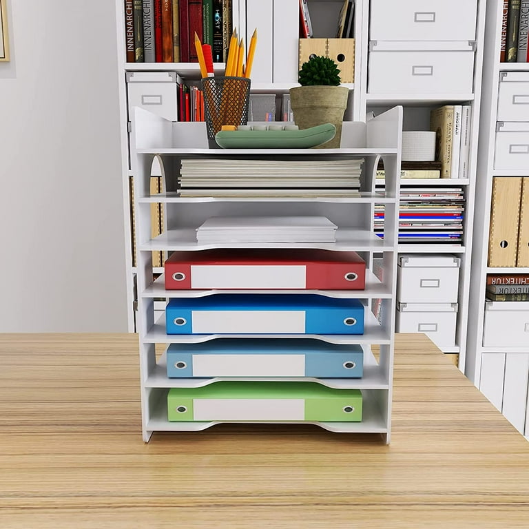 Tomorotec Desk Letter Tray Set, A4 Size Clear Pet Stackable Document Organizer Office Desktop File Paper Holder Book Storage Rack Side Load