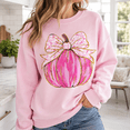 thumbnail image 2 of Breast Cancer Awareness Shirt, Pink Ribbon Pumpkin Bow Sweatshirt, October Support Hoodie and T-Shirt, Survivor Warrior Gift for Women, 2 of 9