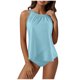 thumbnail image 4 of Tankini para mujer, traje de baño de dos piezas con tirantes, espalda descubierta, color liso, con bloques de color y hombros descubiertos, tankini para mujer, traje de baño de dos piezas, trajes de b, 4 of 8