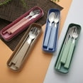 thumbnail image 5 of Moocorvic Three-Piece Cutlery Stainless Steel Travel Utensils Reusable Utensils Set with Case School Supplies Durable Cutlery Box Travel Environmental Protection, 5 of 6