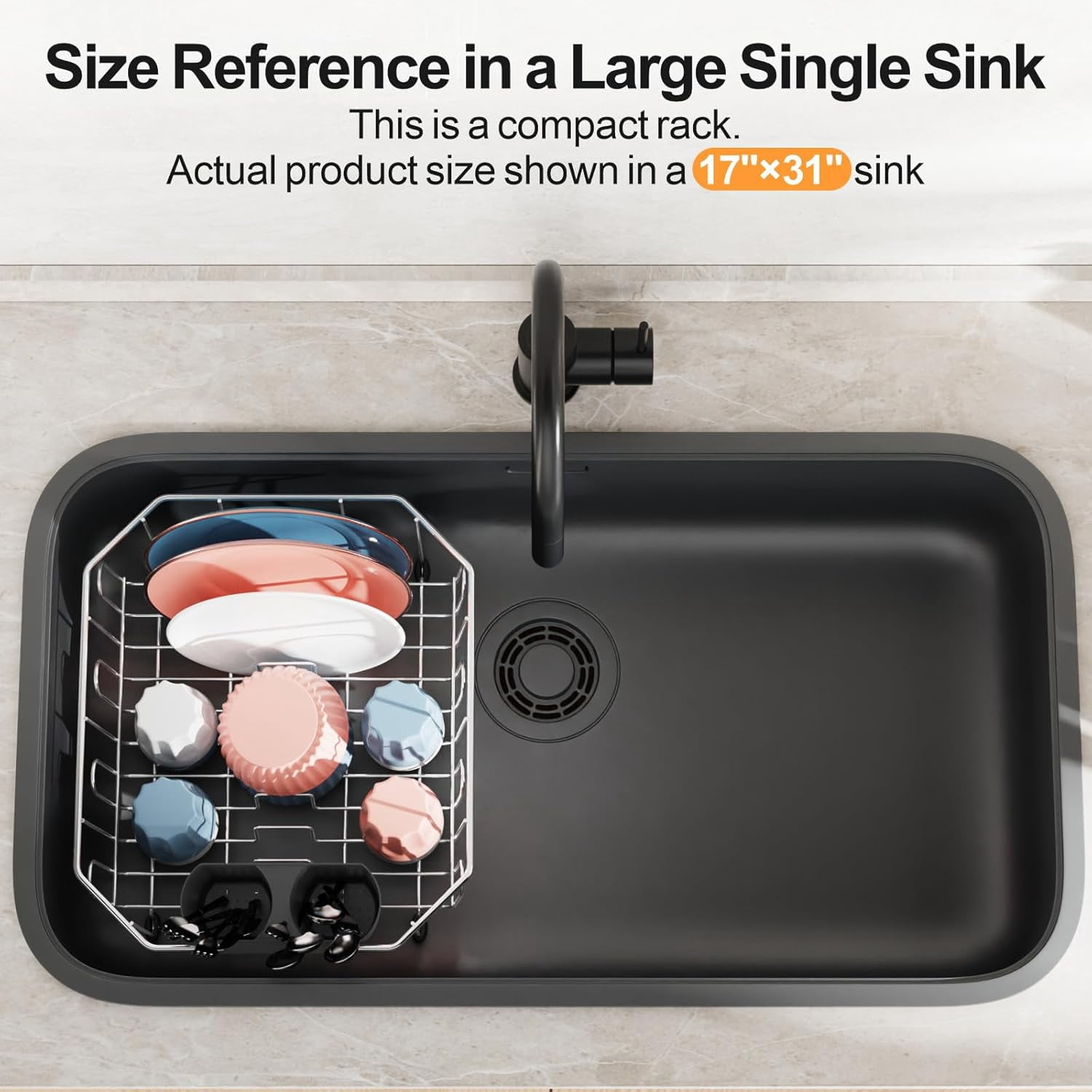 iSPECLE Small in Sink Dish Drying Rack - Stainless Steel Compact Dish Drainer for RV Kitchen Apartment Sink, Rust Resistant Inside Sink Rack, 1–2 Person Households, 11.6" W x 13.4" L, Silver