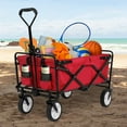 thumbnail image 6 of Collapsible Wagon Cart Folding Wagon Heavy Duty Utility Beach Wagon Portable Foldable Garden Cart with All-Terrain Wheels& Adjustable Handle, Red, 6 of 10