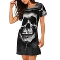 thumbnail image 2 of Pofeuu Black White Hat Skull Print Women's Loose Fit Short Sleeve Nightgown, Comfortable Sleep Dress for Women, Casual Lounge Sleepwear, Soft Cotton Sleep Dress, 2 of 6