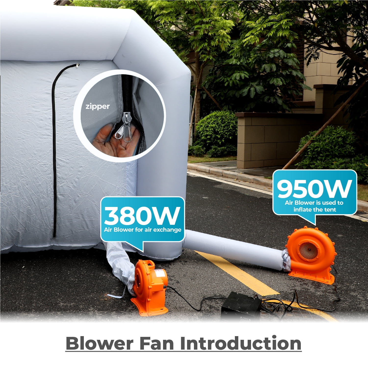 Xmaybang Inflatable Paint Booth 20x10x8.2ft with 2 Blowers Inflatable Spray Booth，Professional Car Workstation Portable Auto Paint Booth for Cars, Car Parts Painting