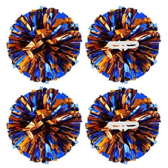 Pompones metálicos de animación Uxcell con anillos de mango, ideales para el espíritu del equipo, deportes, danza y animación en azul y naranja