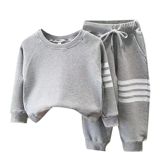 Mercatoo Kids Boys Knit Crew Neck Sweater Set 2 Piece Straight Ribbed Joggers Pants Sport Outfits Toddler Pullover Tops Trousers