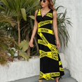 thumbnail image 6 of Caution Tape Womens Night Club Maxi Dress V Neck Sleeveless Bohemia Long Dresses, 6 of 9