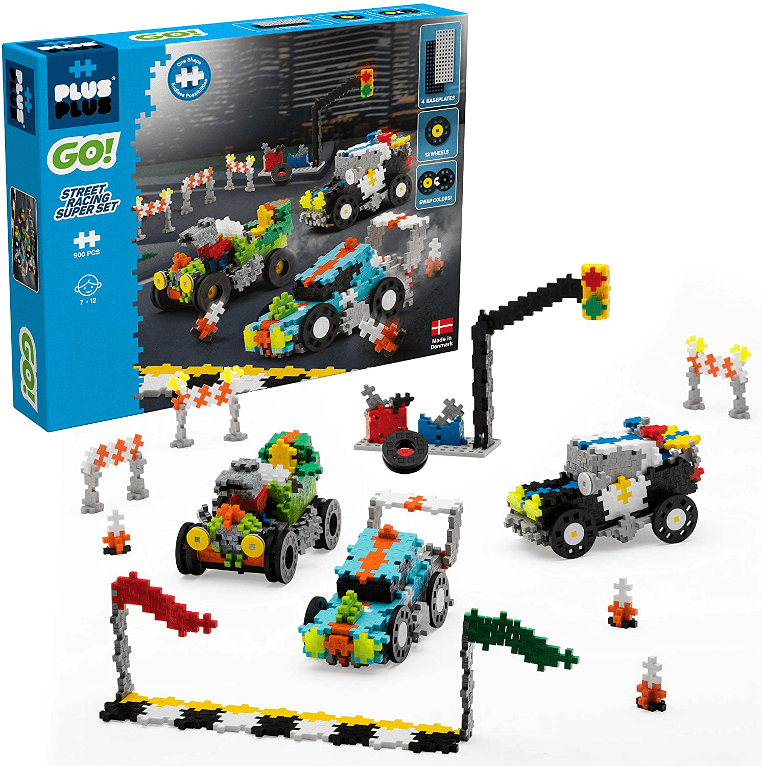 Crazy Cart Car GO 240 Pieces PLUS PLUS Interlocking Mini Puzzle Blocks for Kids Model Vehicle Building Stem // Steam Toy