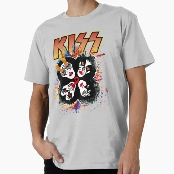 Hot Trending Tee With Kiss The Band Rock And Roll Over Splash Logo P T-Shirt S-5Xl