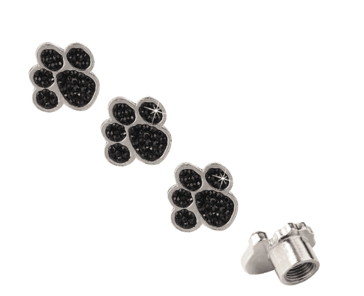 Valve Cap, Stylish Crystal Paw Tire Dust Cap, Auto Parts black