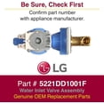 thumbnail image 2 of LG Dishwasher Water Inlet Valve 5221DD1001F, 2 of 3