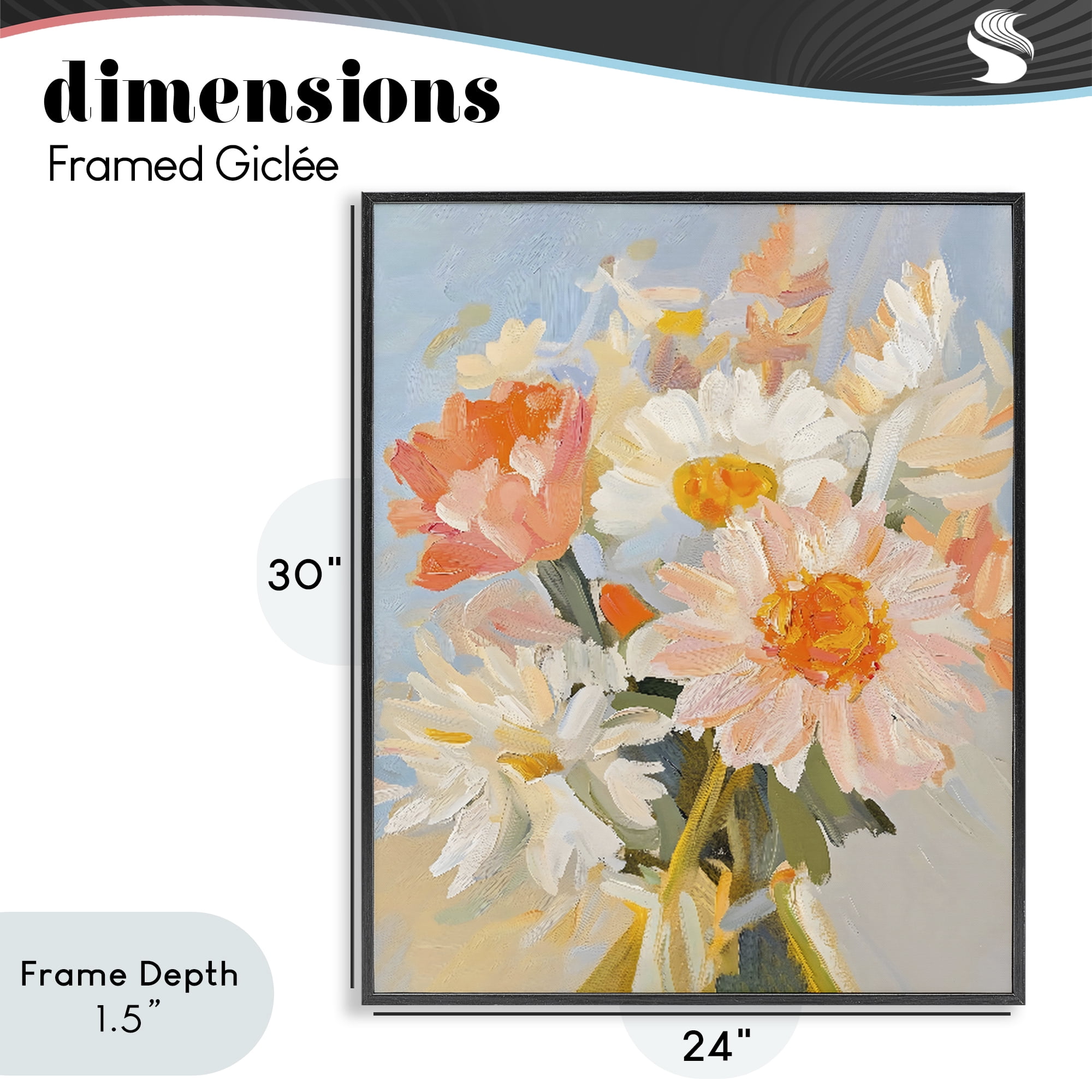 Stupell Industries Orange Spring Floral Bouquet Black Framed Giclee Art, design by The Prints Vibe