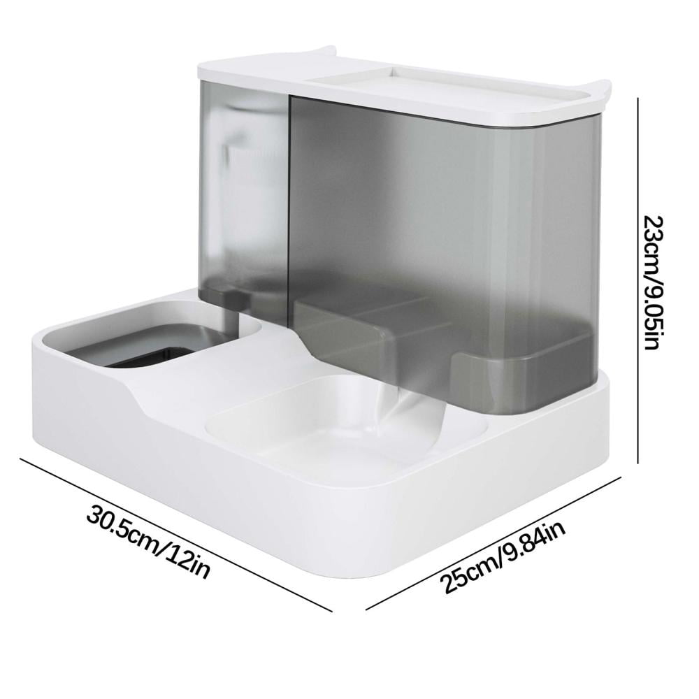 Fmbmuo Plastic Cat Bowls Non-Slip Automatic Feeder Dog Bowls, Modern Gray Portable Whisker-Friendly Pet Bowls, Indoor/Outdoor Use