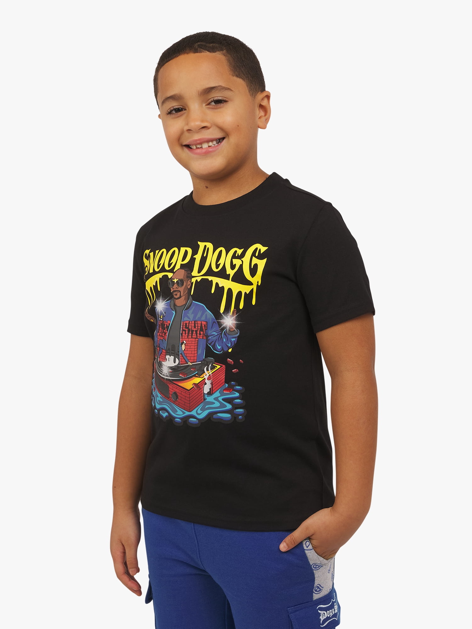 Dogg Supply Boys Short Sleeve Turntable Drip Graphic T-Shirt, Sizes XS-XXL