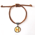 thumbnail image 1 of H Alphabet Orange Fruit Cute Pattern Bracelet Leather Hide Rope Wristband Brown Jewelry, 1 of 3