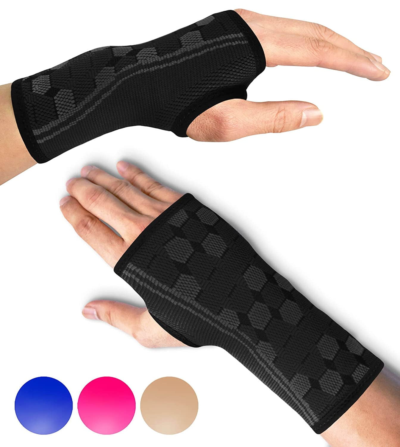 Wrist Support Compression Sleeves with Adjustable Straps for Perfect Fit Wrist Pain Use for Working Out Relieve Carpel Tunnel Bowling Yoga 