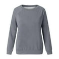 thumbnail image 4 of Jsaierl Womens Sweatshirts Cute Solid Color Sweatshirts Round Neck Fall Pullover Tops Comfort Long Sleeve Shirts Fall Fashion 2024, 4 of 4