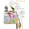 thumbnail image 5 of Happy Easter Rectangle Tablecloth, Spring Watercolor Bunny Eggs Flower Blue Plaid Waterproof & StainResistant Tablecloth, Washable Oil-proof Table Cover for Dining/Party/Wedding/Buffet 52x70 In, 5 of 9