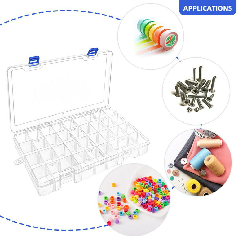  ZOENHOU 32 Pack 15 Grids Plastic Bead Organizer Box, 4 Colors  Plastic Storage Containers Small Tackle Box with Adjustable Removable  Dividers for Jewelry Bead Earring Fishing Hook Small Accessories