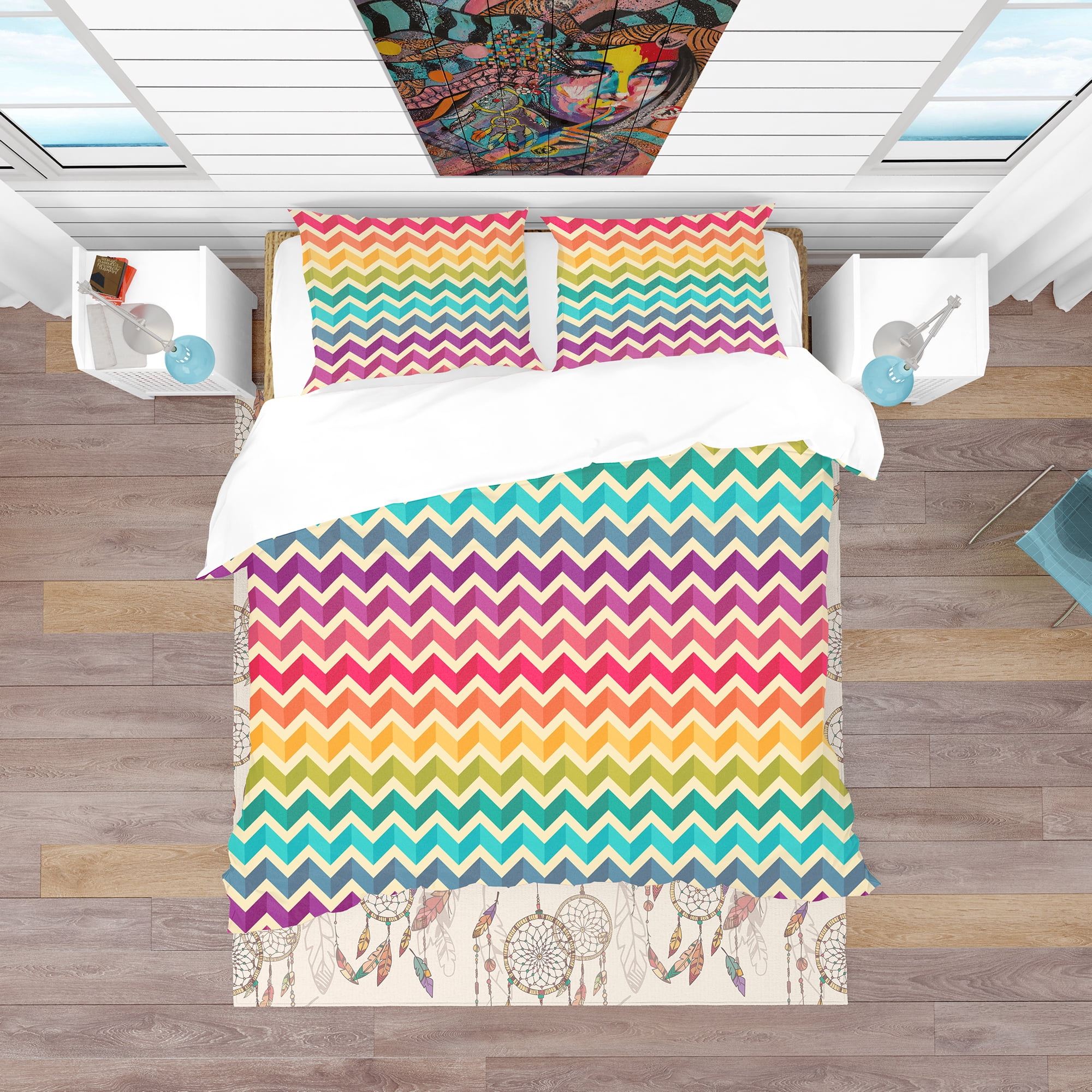 Designart 'Geometric Pattern with Zigzags' Bohemian & Eclectic Duvet Cover Set